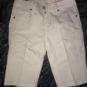 White justice shorts